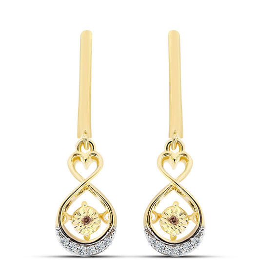 Cercei din Argint 925 Placat cu Aur ( 3.66 grame ) cu Diamant Coniac și Topaz Alb 0.11 Carate