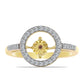 Inel din Argint 925 Placat cu Aur ( 3.07 grame ) cu Diamant Coniac și Topaz Alb 0.31 Carate