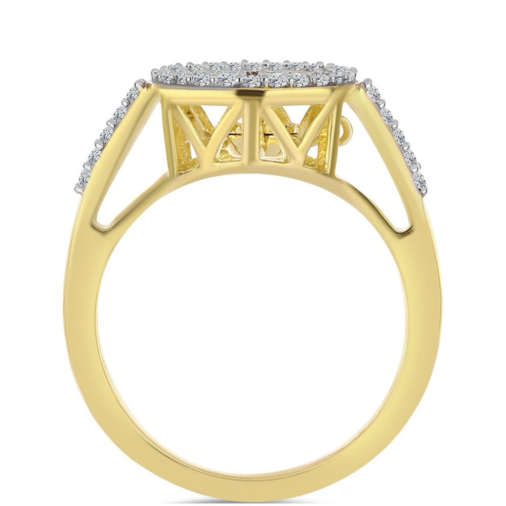 Inel din Argint 925 Placat cu Aur ( 3.07 grame ) cu Diamant Coniac și Topaz Alb 0.31 Carate 2 
