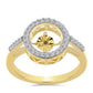 Inel din Argint 925 Placat cu Aur ( 3.07 grame ) cu Diamant Coniac și Topaz Alb 0.31 Carate