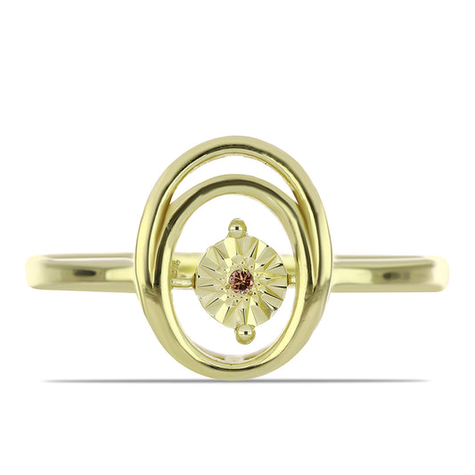 Inel din Argint 925 Placat cu Aur ( 2.52 grame ) cu Diamant Coniac 0.01 Carate