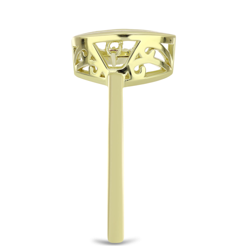 Inel din Argint 925 Placat cu Aur ( 2.52 grame ) cu Diamant Coniac 0.01 Carate 4 