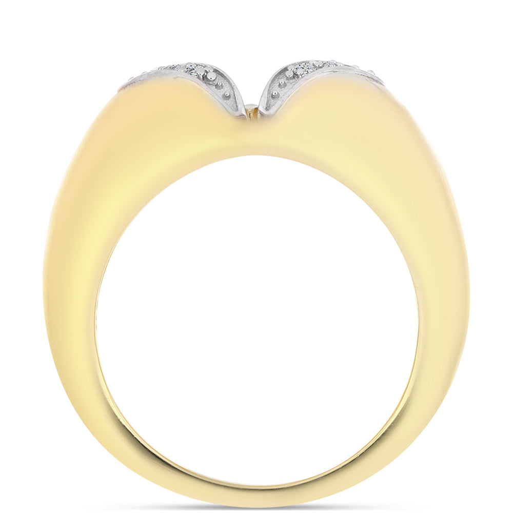 Inel din Argint 925 Placat cu Aur ( 5 grame ) cu Diamant Coniac și Topaz Alb 0.14 Carate 2 