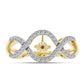 Inel din Argint 925 Placat cu Aur ( 3.72 grame ) cu Diamant Coniac și Topaz Alb 0.38 Carate