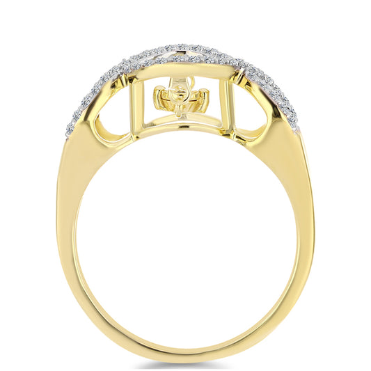 Inel din Argint 925 Placat cu Aur ( 3.72 grame ) cu Diamant Coniac și Topaz Alb 0.38 Carate