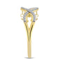 Inel din Argint 925 Placat cu Aur ( 3.72 grame ) cu Diamant Coniac și Topaz Alb 0.38 Carate