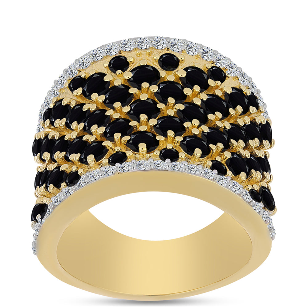 Inel din Argint 925 Placat cu Aur ( 10.48 grame ) cu Onix Negru 5.55 Carate 3 