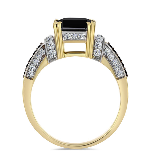 Inel din Argint 925 Placat cu Aur ( 4.09 grame ) cu Onix Negru 4.6 Carate