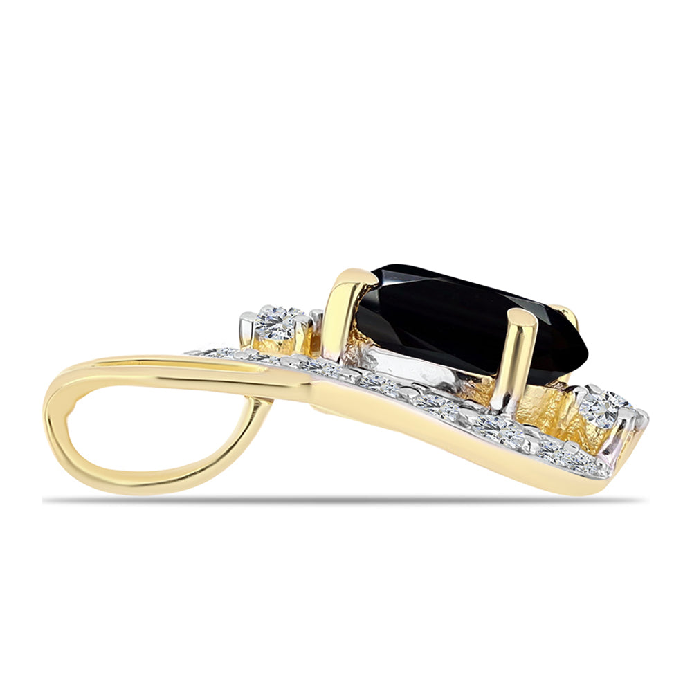 Pandantiv din Argint 925 Placat cu Aur ( 1.07 grame ) cu Onix Negru și Topaz Alb 1.32 Carate