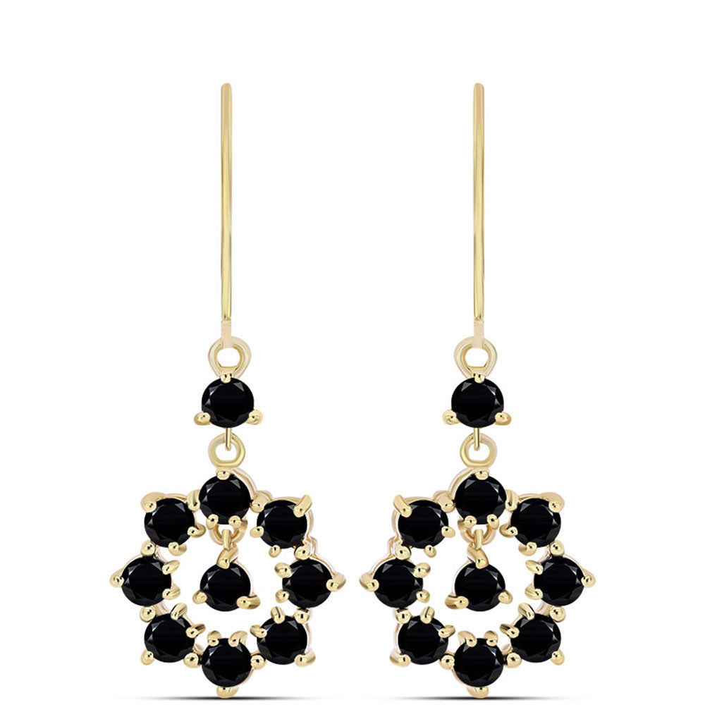 Cercei din Argint 925 Placat cu Aur ( 3.38 grame ) cu Onix Negru 2.77 Carate 1 