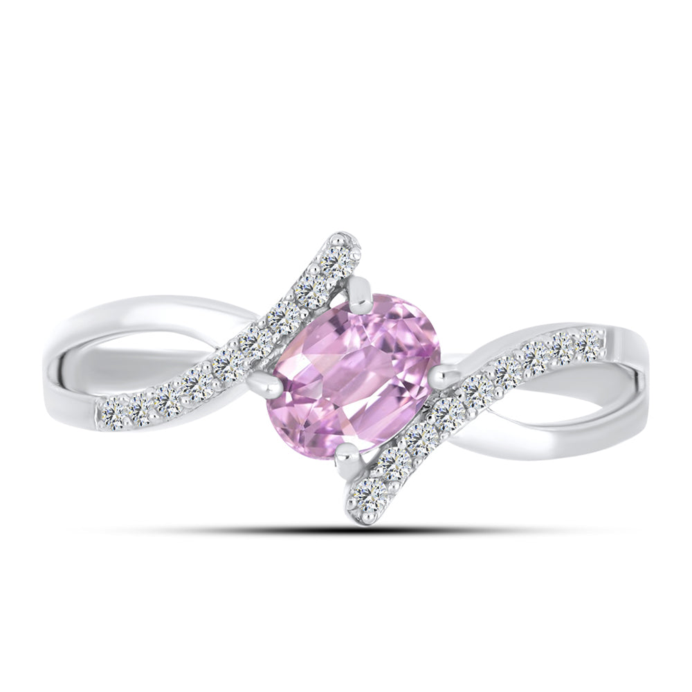 Inel din Argint 925 ( 2.46 grame ) cu Kunzit Pala și Topaz Alb 1.27 Carate 1 