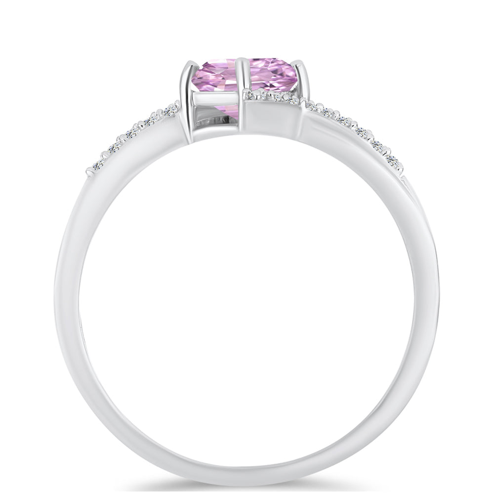 Inel din Argint 925 ( 2.46 grame ) cu Kunzit Pala și Topaz Alb 1.27 Carate 2 