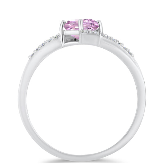 Inel din Argint 925 ( 2.46 grame ) cu Kunzit Pala și Topaz Alb 1.27 Carate