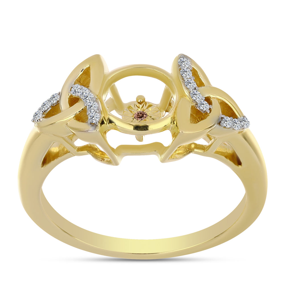 Inel din Argint 925 Placat cu Aur ( 3.86 grame ) cu Diamant Coniac și Topaz Alb 0.1 Carate 3 