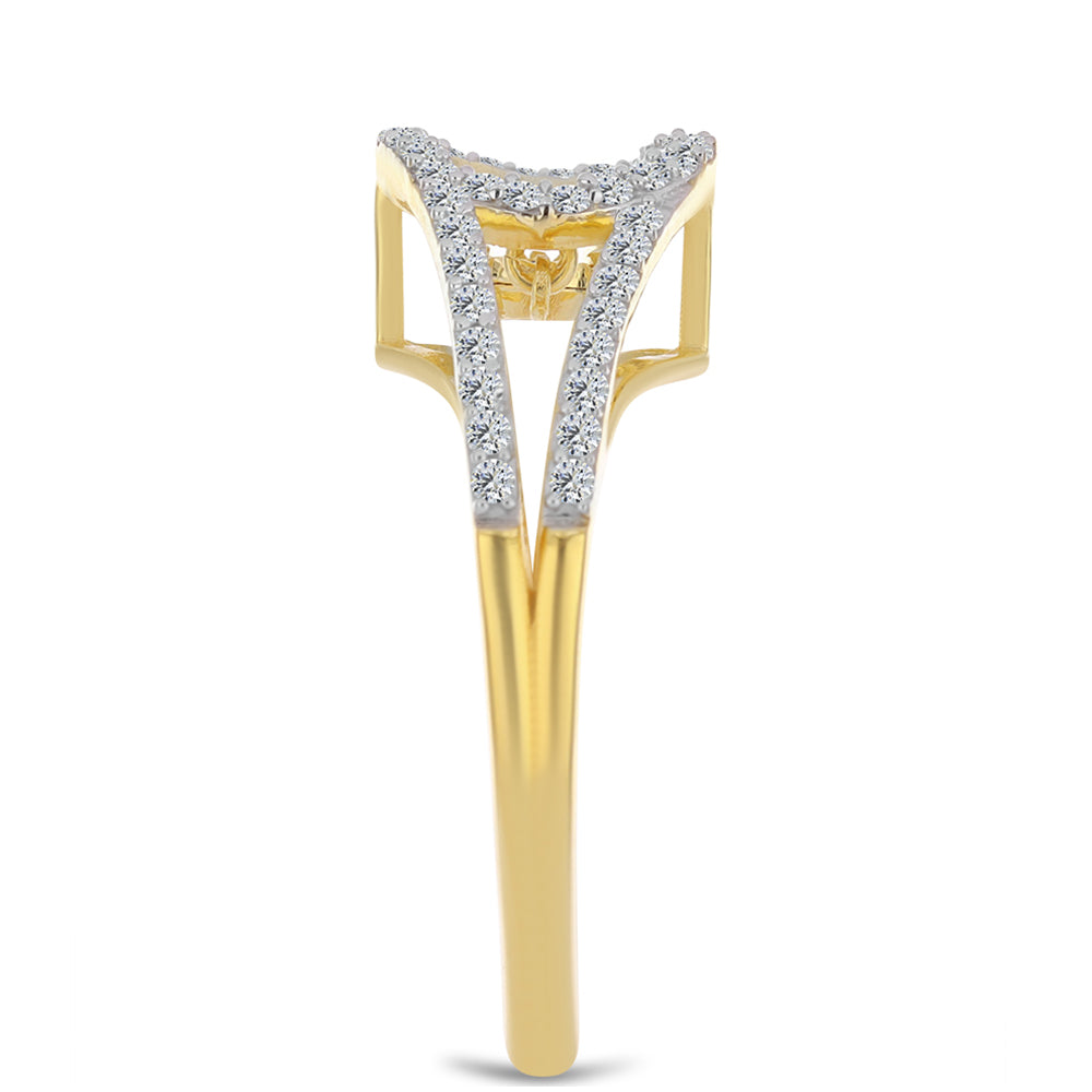 Inel din Argint 925 Placat cu Aur ( 3.55 grame ) cu Diamant Coniac și Topaz Alb 0.49 Carate 4 