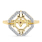 Inel din Argint 925 Placat cu Aur ( 4.93 grame ) cu Diamant Coniac și Topaz Alb 0.29 Carate