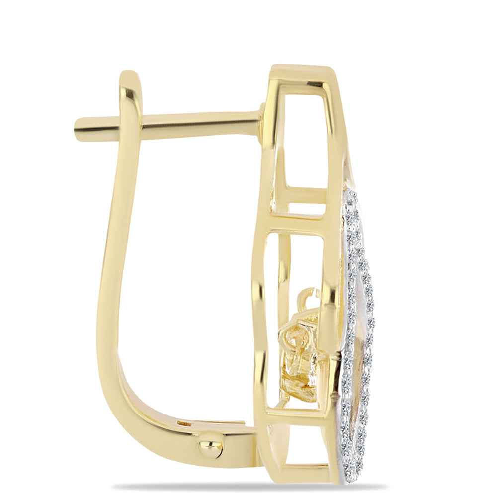 Cercei din Argint 925 Placat cu Aur ( 6.74 grame ) cu Diamant Coniac și Topaz Alb 0.46 Carate 2 