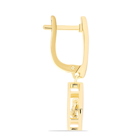 Cercei din Argint 925 Placat cu Aur ( 6.22 grame ) cu Diamant Coniac 0.01 Carate