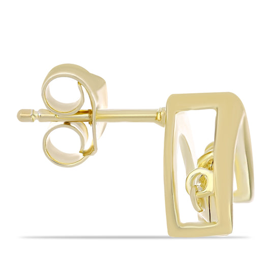 Cercei din Argint 925 Placat cu Aur ( 2.56 grame ) cu Diamant Coniac 0.02 Carate