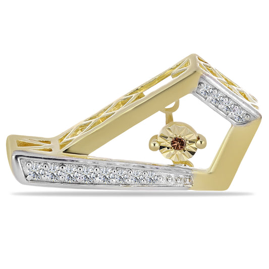 Cercei din Argint 925 Placat cu Aur ( 3.9 grame ) cu Diamant Coniac și Topaz Alb 0.23 Carate