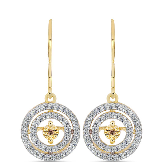 Cercei din Argint 925 Placat cu Aur ( 3.69 grame ) cu Diamant Coniac și Topaz Alb 0.82 Carate