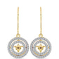 Cercei din Argint 925 Placat cu Aur ( 3.69 grame ) cu Diamant Coniac și Topaz Alb 0.82 Carate