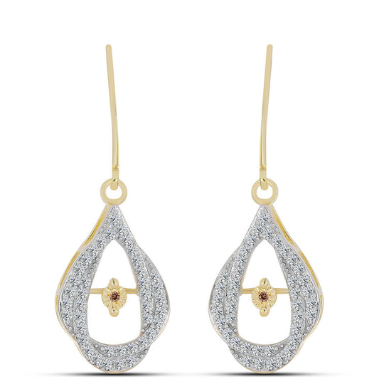 Cercei din Argint 925 Placat cu Aur ( 4.85 grame ) cu Diamant Coniac și Topaz Alb 0.73 Carate