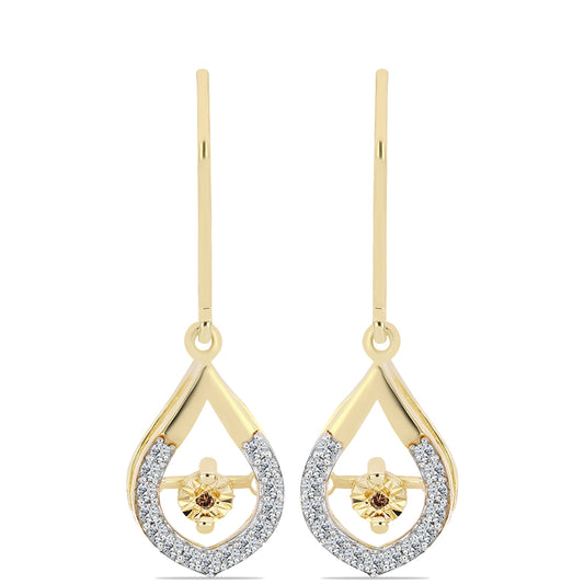 Cercei din Argint 925 Placat cu Aur ( 2.72 grame ) cu Diamant Coniac și Topaz Alb 0.28 Carate