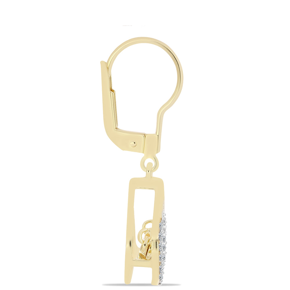 Cercei din Argint 925 Placat cu Aur ( 2.72 grame ) cu Diamant Coniac și Topaz Alb 0.28 Carate 2 