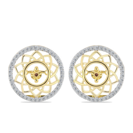 Cercei din Argint 925 Placat cu Aur ( 5.56 grame ) cu Diamant Coniac și Topaz Alb 0.7 Carate