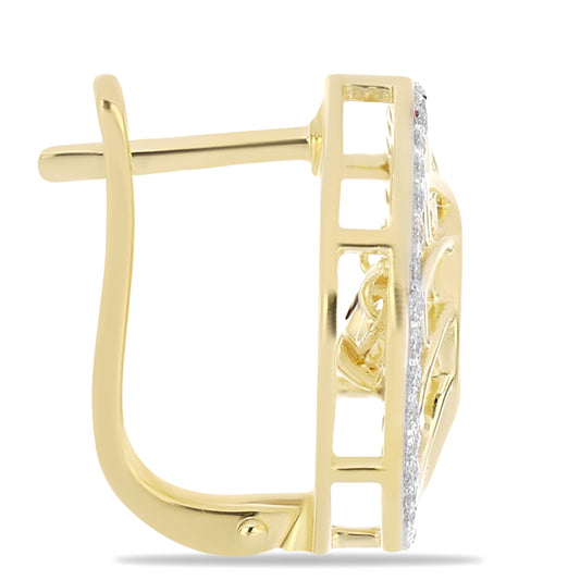 Cercei din Argint 925 Placat cu Aur ( 5.56 grame ) cu Diamant Coniac și Topaz Alb 0.7 Carate