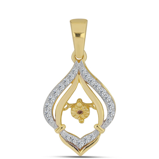 Pandantiv din Argint 925 Placat cu Aur ( 1.89 grame ) cu Diamant Coniac și Topaz Alb 0.21 Carate