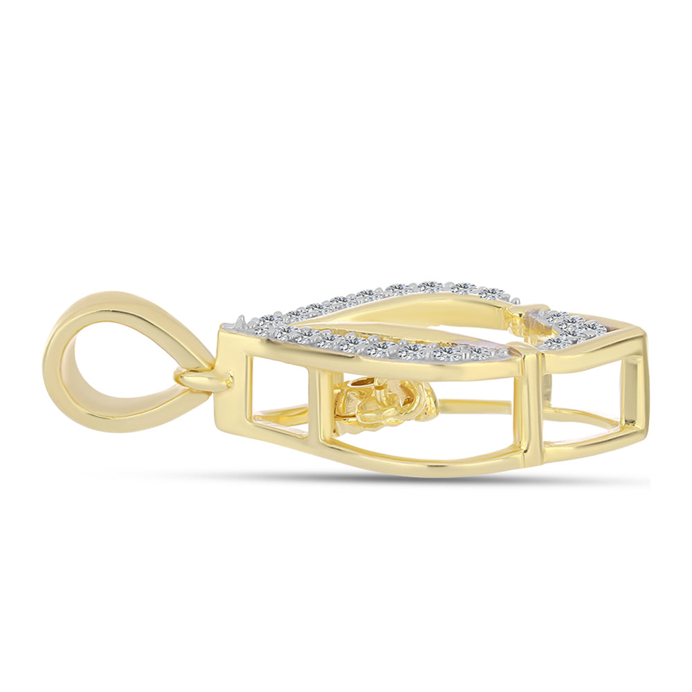 Pandantiv din Argint 925 Placat cu Aur ( 1.89 grame ) cu Diamant Coniac și Topaz Alb 0.21 Carate