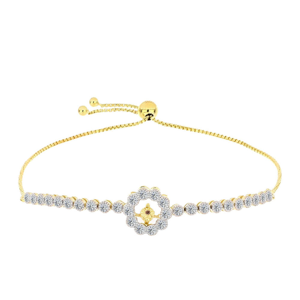 Brățară din Argint 925 Placat cu Aur ( 5.8 grame ) cu Diamant Coniac și Topaz Alb 0.55 Carate 1 