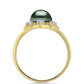 Inel din Argint 925 Placat cu Aur ( 3.43 grame ) cu Perlă De apă Dulce cu Efect "Verde Tahitian" și Topaz Alb 1.01 Carate