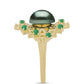 Inel din Argint 925 Placat cu Aur ( 6.16 grame ) cu Perlă De apă Dulce cu Efect "Verde Tahitian" și Smarald Brazilian 1.83 Carate