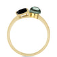 Inel din Argint 925 Placat cu Aur ( 1.89 grame ) cu Perlă De apă Dulce cu Efect "Verde Tahitian" și Spinel Negru Gorno Badakhshan 1.72 Carate