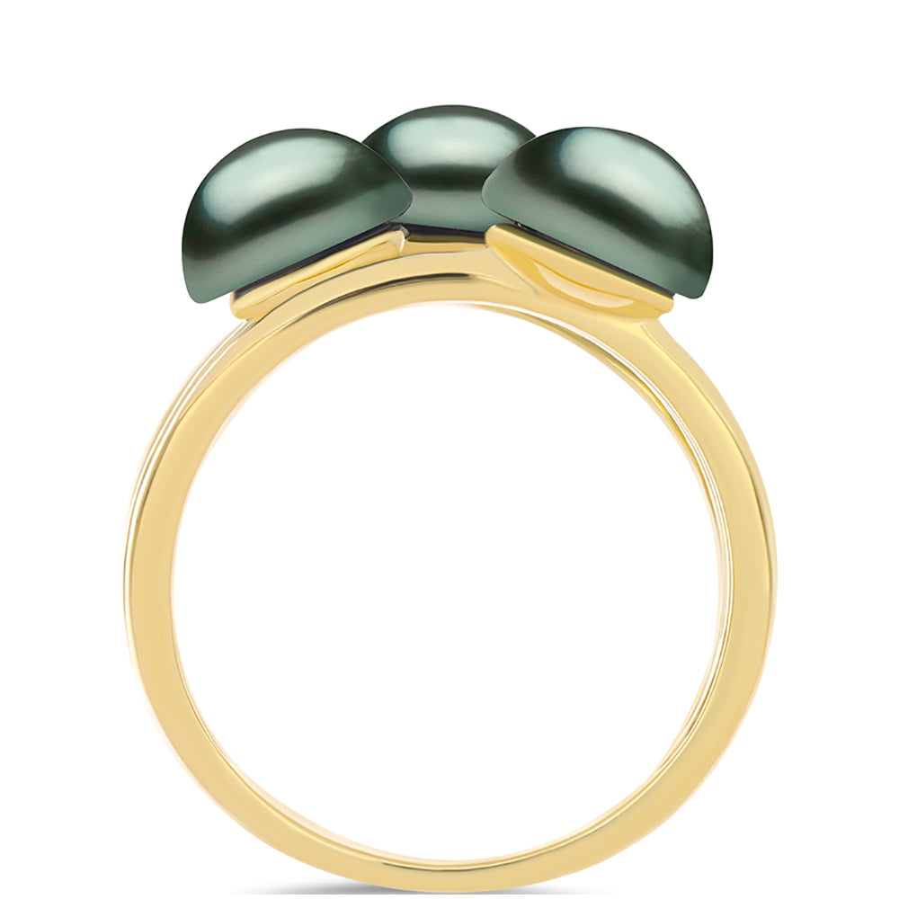 Inel din Argint 925 Placat cu Aur ( 4.04 grame ) cu Perlă De apă Dulce cu Efect "Verde Tahitian" 2.28 Carate 2 