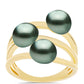 Inel din Argint 925 Placat cu Aur ( 4.04 grame ) cu Perlă De apă Dulce cu Efect "Verde Tahitian" 2.28 Carate