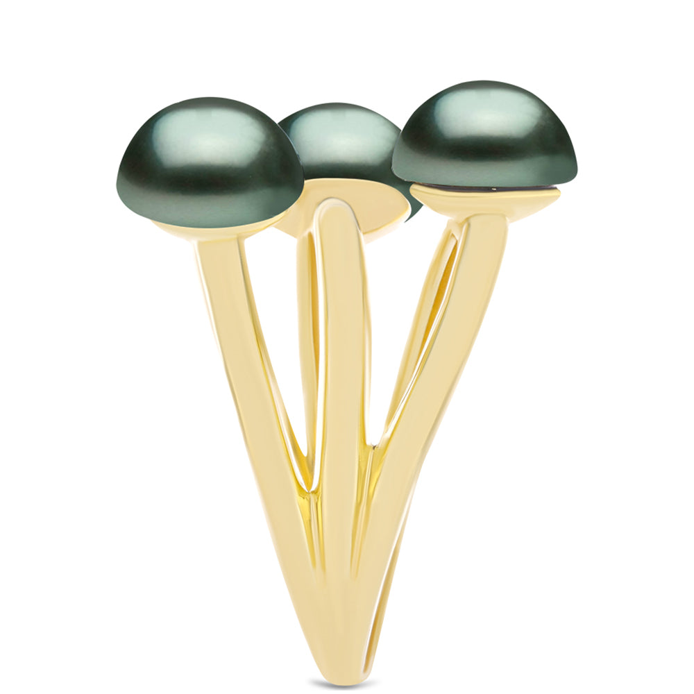 Inel din Argint 925 Placat cu Aur ( 4.04 grame ) cu Perlă De apă Dulce cu Efect "Verde Tahitian" 2.28 Carate