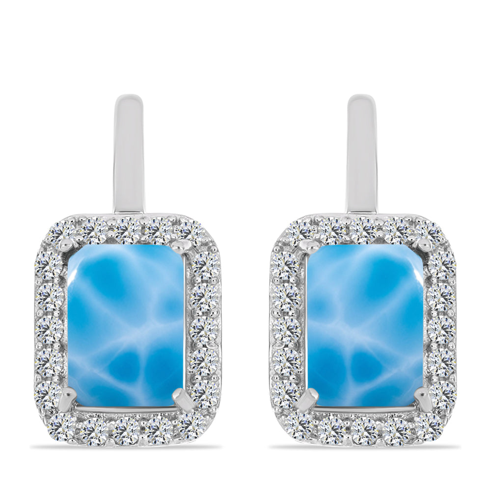 Cercei din Argint 925 ( 3.32 grame ) cu Larimar de Barahona și Topaz Alb 2.99 Carate