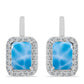 Cercei din Argint 925 ( 3.32 grame ) cu Larimar de Barahona și Topaz Alb 2.99 Carate