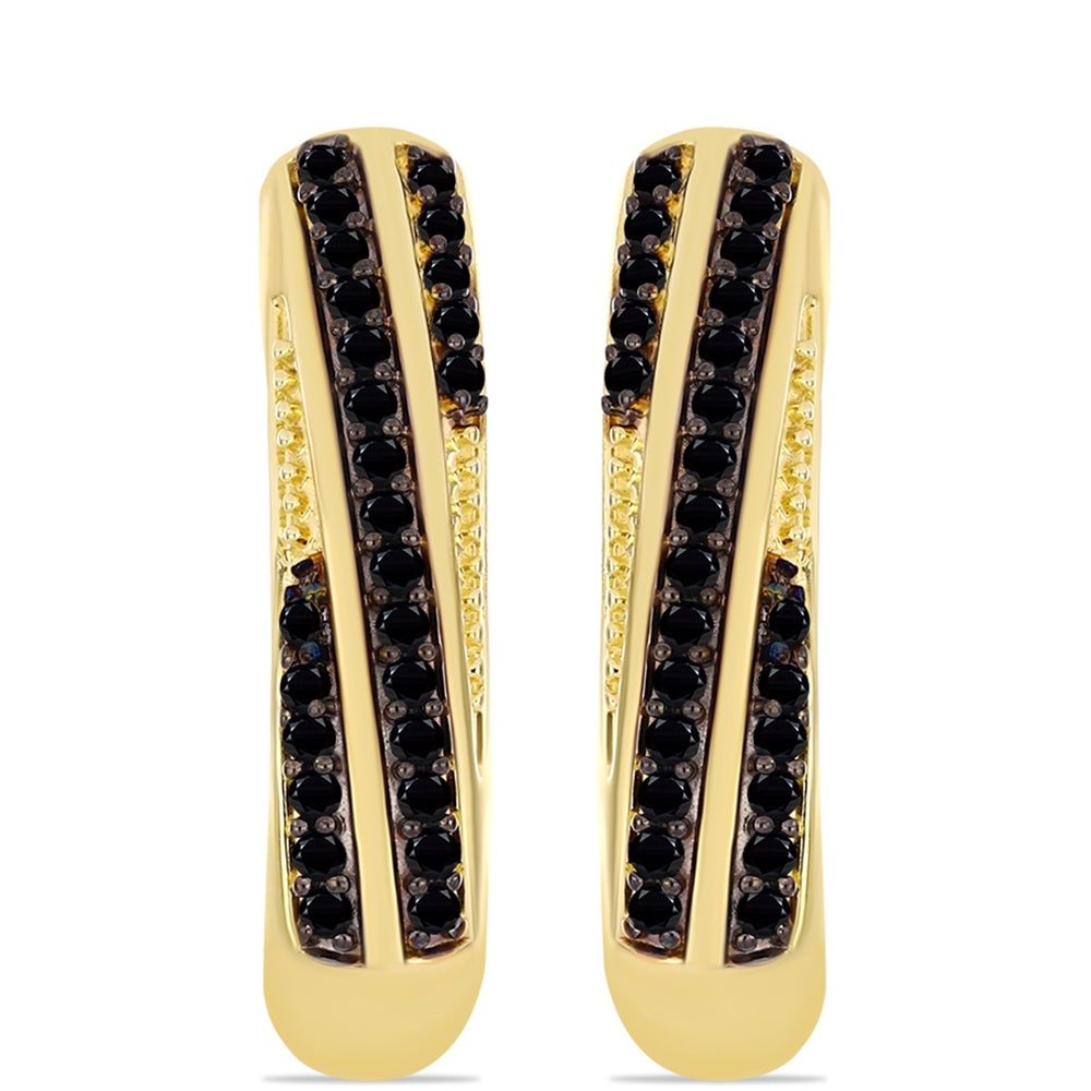 Cercei din Argint 925 Placat cu Aur ( 5.49 grame ) cu Onix Negru 0.57 Carate