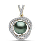 Pandantiv din Argint 925 Placat cu Aur ( 1.63 grame ) cu Perlă De apă Dulce cu Efect "Verde Tahitian" și Topaz Alb 1.13 Carate