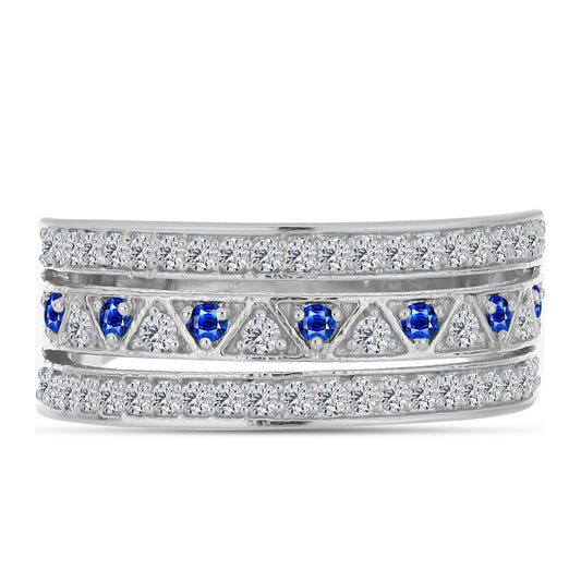 Inel din Argint 925 ( 4.47 grame ) cu Safir Albastru Australian și Topaz Alb 0.69 Carate