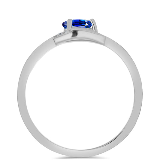 Inel din Argint 925 ( 1.76 grame ) cu Safir Albastru Australian și Topaz Alb 0.34 Carate