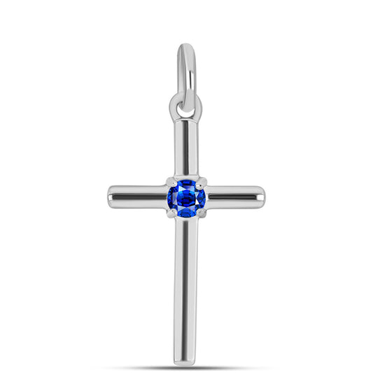 Cruce Pandantiv din Argint 925 ( 0.86 grame ) cu Safir Albastru Australian 0.16 Carate