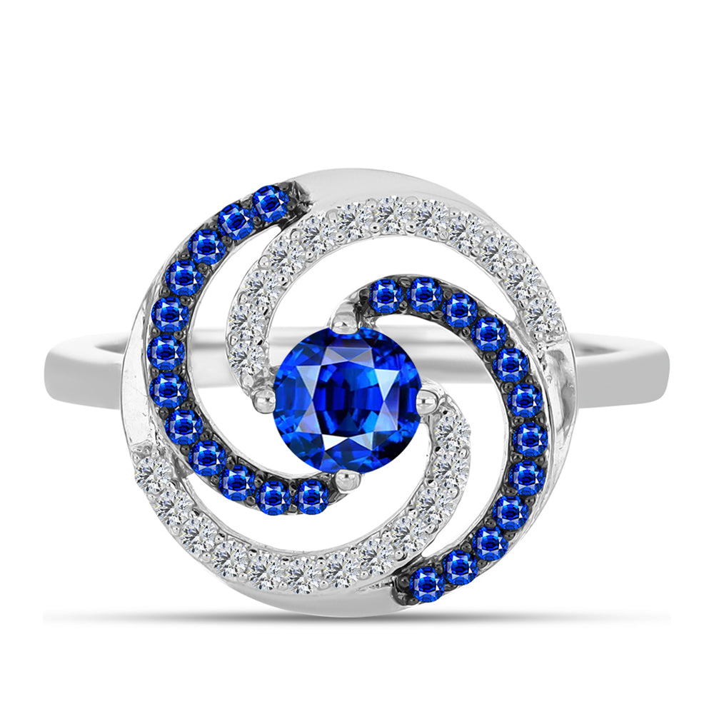 Inel din Argint 925 ( 3.2 grame ) cu Safir Albastru Australian și Topaz Alb 1.12 Carate 1 