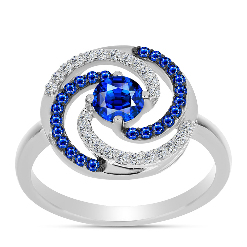 Inel din Argint 925 ( 3.2 grame ) cu Safir Albastru Australian și Topaz Alb 1.12 Carate 3 