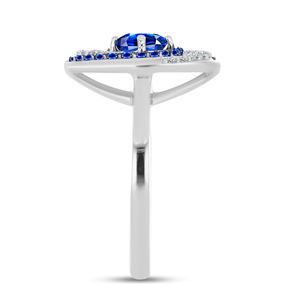 Inel din Argint 925 ( 3.2 grame ) cu Safir Albastru Australian și Topaz Alb 1.12 Carate 4 